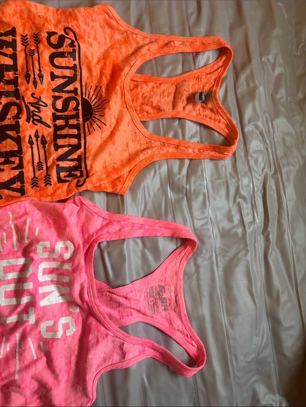 Racerback Tank - "Suns Out Buns Out" pink orange sunshine & whiskey bundle. SM - Picture 2 of 4